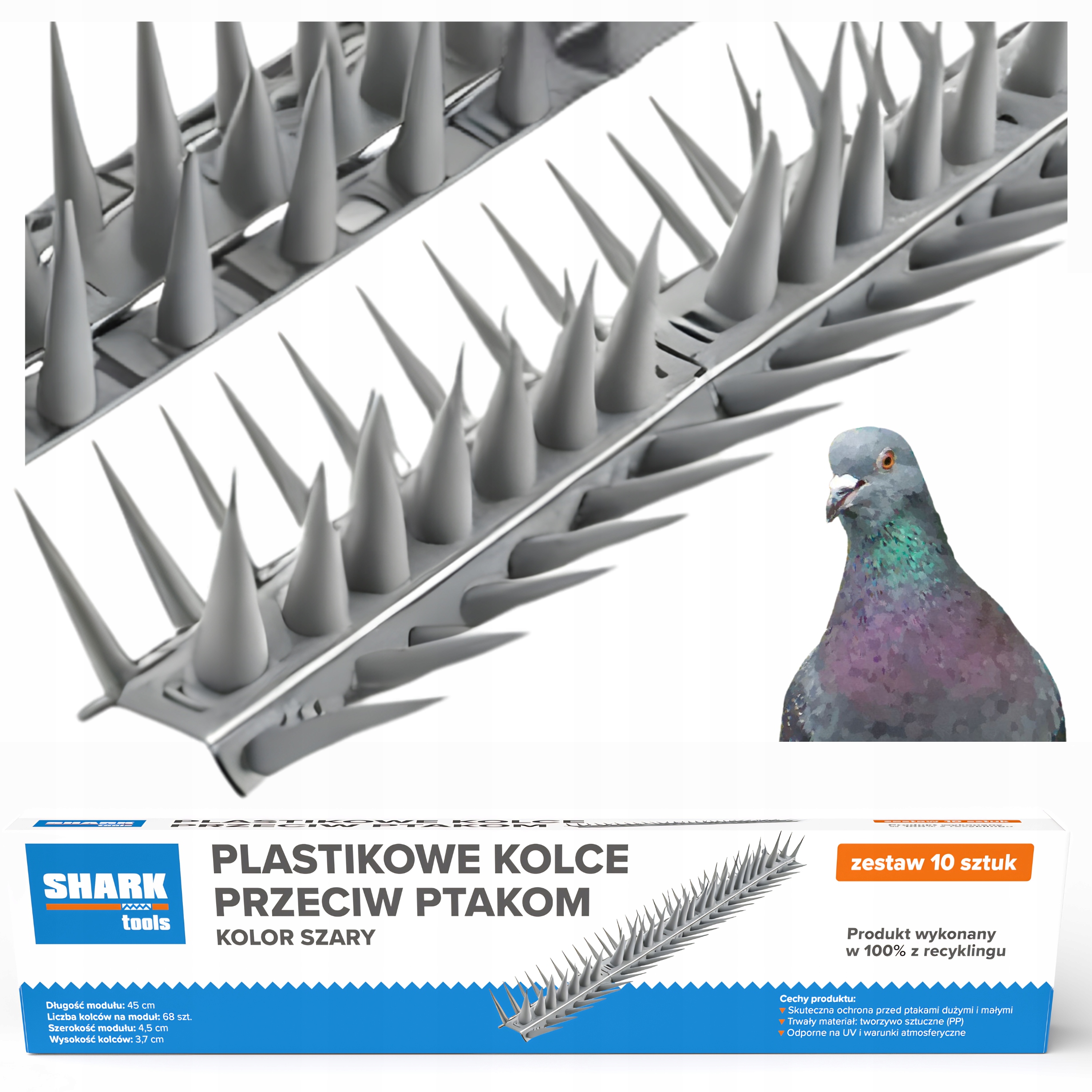 Hroty proti vtákom 4,5 m Shark Tools | Plastové antracitové